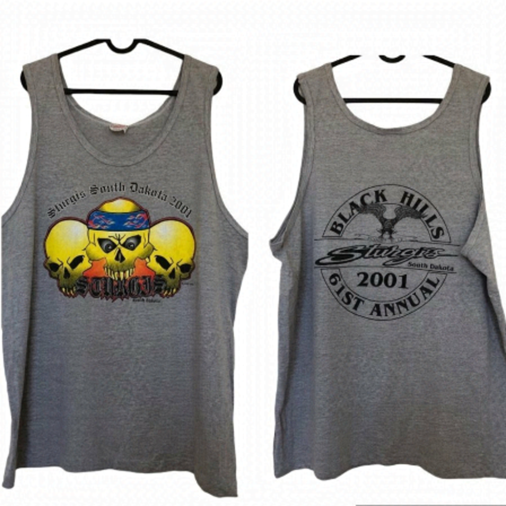 𝅺VINTAGE Sturgis South Dakota Biker Tank Top Cotton